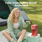 Tastyle Single Serve One Cup Coffee Maker, for K Cups and Grounds, Mini Coffee Maker with Portable Handle, 6 to 12 Oz Brew Size, for Travel, Camping, Office, RV and Dorm, 120V, Salmon Pink