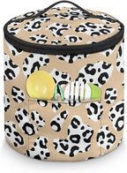 Electric Pressure Cooker Insulation Handbag Reusable Electric Pressure Cooker Storage Bag Zipper Closure Cover, Brown Cow Print