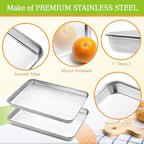 CEKEE Stainless Steel Cookie Sheets for Baking, 2PCS Stainless Steel Baking Sheet, Size 12.59 x 9.84 x 1 Inch，Heavy Duty & Easy Clean Baking Pans Tray Set