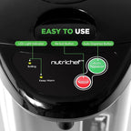 NutriChef 5.2 Qt Electric Water Kettle, Portable, Quick Heating, 5 Liter Digital Kettle with 5 Temperature Settings, Safety Lock, Stainless Steel, 3 Dispensing Options, 8.46" x 11.2" x 16.5"