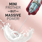 Mini & Mighty Milk Frother Wand – Powerful Handheld Coffee Frother, Battery Operated Drink Mixer – Compact Pocket Size – Detachable Whisk for Latte, Cappuccino, Matcha, Hot Chocolate – Cranberry