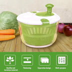 Large Salad Spinner with Lid, 5 Qt Capacity, Manual Vegetable Dryer with Double-Lock Handle, Quick and Easy Multi-Use Lettuce Spinner, Vegetable Dryer, Fruit Washer