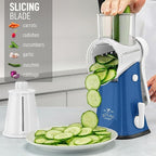 Zulay Kitchen Rotary Cheese Grater 5 Blade Cheese Shredder - Manual Hand Crank Cheese Grater With Reinforced Suction & 5 Interchangeable Drums - Easy to Use, Vegetable Chopper Round Mandoline Slicer