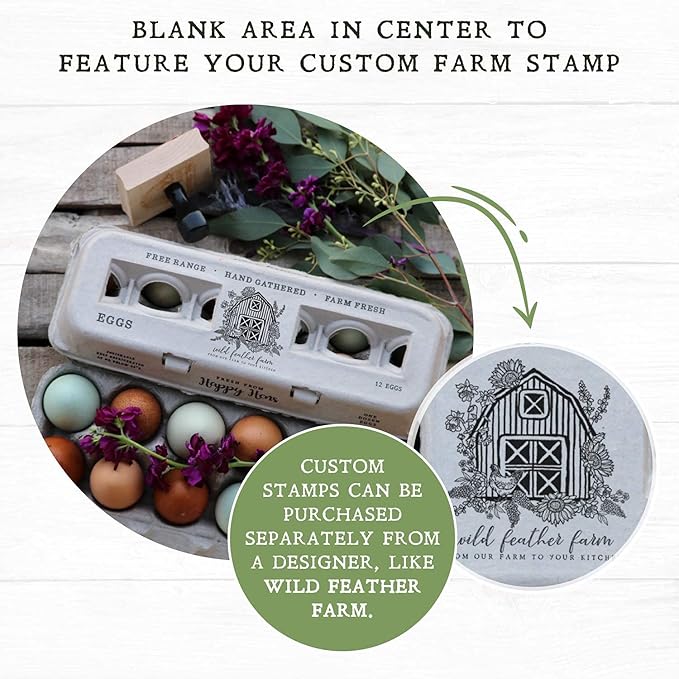Egg Cartons- Adorable Printed Design for Farm Fresh Eggs, Recycled Paper Cardboard, Sturdy & Reusable, Holds up to XL Chicken Eggs (Blank Stamping, 25)
