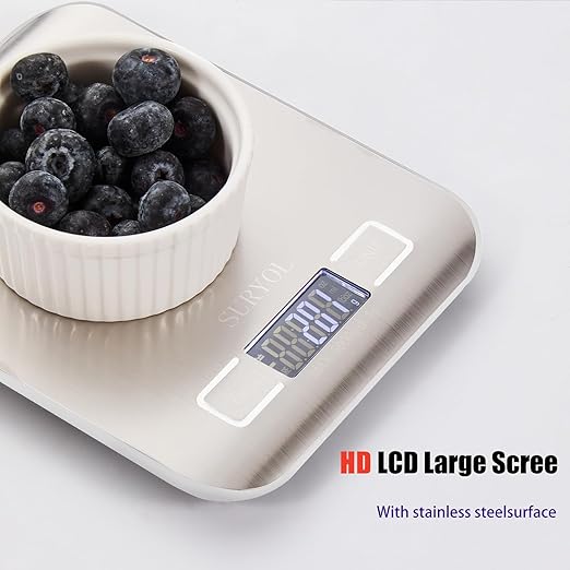 Food Kitchen Scale High-Precision Digital Scale Accurate Weighing for Baking & Cooking Enthusiasts(Silvery & White)