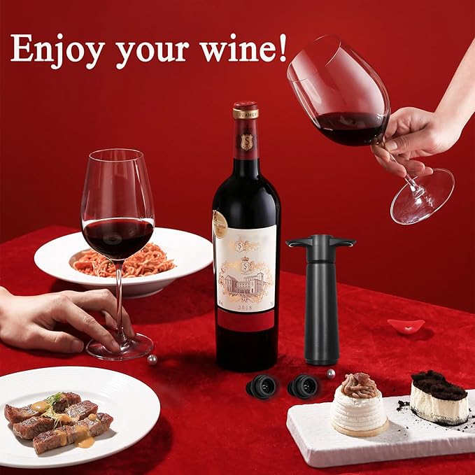 8 PCS Wine Vacuum Stoppers, Keep Wine Fresh for up to 7 Days - 8 Vacuum Stoppers, Wine Pump and Wine Vacuum Stopper, Reusable for Wine Saver, Wine Stoppers for Wine Bottles（Not Include Pump）