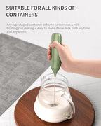 CIRCLE JOY Rechargeable Milk Frother Handheld with Stand, Coffee Frother Wand Drink Mixer with Dual Spring Whisk for Coffee, Cappuccino, Lattes, Frappe, Matcha and Hot Chocolate, Green