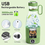 MIAOKE Portable Blender, 6 Blades Juicer Cup for Juice Shakes and Smoothies 350ml Mini Blender with Led Display Usb Rechargeable,3000Mah Rechargeable Battery, for Home Outdoors Travel-Avocado Green