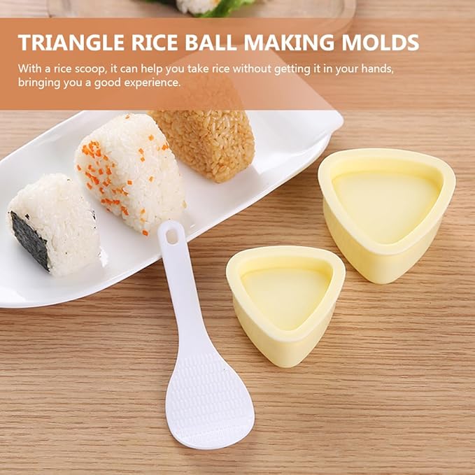 Homoyoyo Sushi Making Kit 6pcs Triangle Onigiri Rice Ball Molds DIY Tools Set Yellow Convenient Kitchen Gadgets for Bento Lunch and Home Cooking