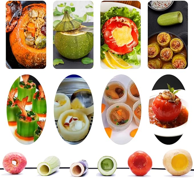 Vegetable & Fruit Corer, Veggie Corer Drill Fruit Core Remover Kitchen Tool, 2 Sizes Veggie Drill for Coring and Hollowing Out Zucchini, Pumpkin, Potatoes, Carrot, Apple, Pear, Tomato