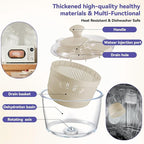 Good Girps 3.2 Qt Glass Salad Spinner Small Vegetable Dryer with Drain Microwave Safe Dishwasher Safe with Transparent Lid Crank Handle Quick Spin Greens Washer for Lettuce Herbs Fruits White