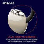 Circulon Enamel on Steel Whistling Induction Teakettle, Tea Kettle for Stovetop with Flip-Up Spout, 2-Quart, Gray