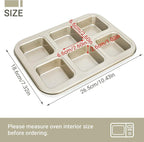 Beasea Mini Brownie Pan, 2 Pack 6 Cavity Gold Square Inidividual Brownie Muffin Cake Cutter Pan Mini Cheesecake Cupcake Bakeware Carbon Steel Brownie Baking Tray Bakeware for Oven Baking