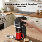 Horavie Mini Single Serve Coffee Maker for K Cup and Ground Coffee, Fast Brew One Cup Coffee Machine with Descaling Reminder and Water Window, 6 to 12 oz. Brew Sizes, Black