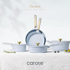 CAROTE Ceramic Cookware Set Nonstick, 14pcs Pots and Pans Set Nonstick, Non-Toxic & PFAS-Free, Dishwasher, RV/Camping Cookware Set, Cooking Pots with Lids, Pastel Blue