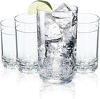Drinique Unbreakable Elite Tall Glasses – Set of 4 | 14oz Tritan Plastic | Made with 50% Recycled Content | Reusable, Dishwasher Safe, BPA-Free, Shatterproof | Indoor, Outdoor, Everyday Use - Clear