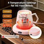 Coffee Mug Warmer & You are Awesome Mug Set, Smart Heated Electric Cup Warmer for Desk Office, 4 Temperature Control Beverage Tea Coffee Warmer, 8 Hrs Auto Shut Off Candle Plate, Ideal Gifts for Women