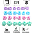 To encounter 24Pack Silicone Molds, Nonstick 3 inches Donut Mold, Silicone Baking Cups, Donut Pan, Muffin, Jello, Bagel Pan, Oven- Microwave- Dishwasher Safe