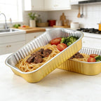 13"x 8.8"Gold Aluminum Foil Pans with Chear Lids & Handles(10 Pack) Heavy Duty Aluminum Pans, Disposable Foil Pans Containers for Cooking, Baking, Reheating, Freezer, Oven, Food Storage, 118oz