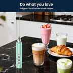 Sakgos Milk Frother Rechargeable Handheld-Electric Whisk 3 Speed Adjustable, Coffee Frother Wand with 3 Stainless Whisks, Electric Foam Maker, Drink Mixer Blender for Latte Cappuccino Matcha Egg