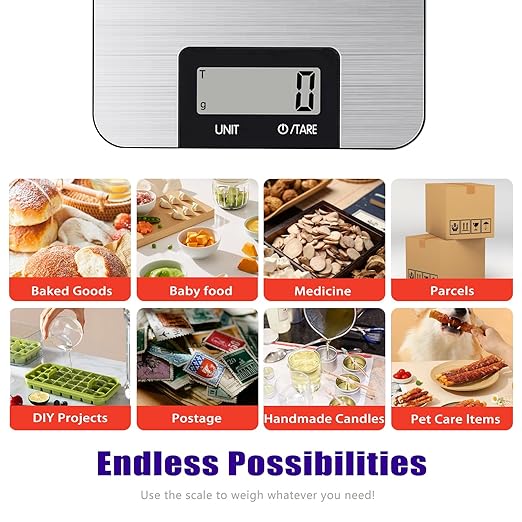 Food Kitchen Scale High-Precision Digital Scale Accurate Weighing for Baking & Cooking Enthusiasts (Shiny Blue)