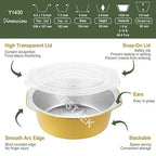7.7" Round Aluminum Foil Containers with Lids (5 Pack) – Heavy Duty Disposable Takeout Pans for Meal Prep, Pasta, Casserole, Food Storage & Catering, 48oz