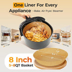 1000 Pcs Air Fryer Paper Liners, 8" Round Air Fryer Liners Disposable, Parchment Paper for 5-8 qt Airfryer Basket, Non-Stick Baking Papers