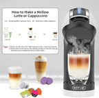 KOTLIE Single Cup Coffee Maker, Multi Capsule Machine Compatible With Various Capsule Types, 4 Temperature Settings, 7 Water Volume Levels,19 Bar(Glossy White)