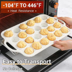 FUNBAKY Silicone Mini Muffin Pan, Metal Reinforced Frame 24 Cups Nonstick Mini Cupcake Pans with Handles Easy to Move for Baking Muffin, Cupcake, Egg Bites Oven Safe, Silicone Molds 2 Pack Confetti