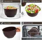 BoxedHome 4 Quart Large Plastic Mixing Bowls, Microwave Safe Mixing Bowl Set with Pour Spout, Nesting Bowls for Space Saving Storage(coffee)