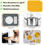 Walfos Silicone Trivets Set - Heat Resistant Pot Holder, Non-Slip and Flexible, 2 Pcs Multi-Purpose Kitchen Table Mat, Prefect for Hot Dishes, Jar Opener, Spoon Holder, Oven Mitts(Orange)