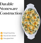 BIA Cordon Bleu Oval Au Gratin, Set of 4-24oz White Porcelain Baking Dishes, Glossy Finish - Microwave, Oven & Dishwasher Safe Cookware for Side Dishes, Casseroles & Gift Giving (13" x 7")