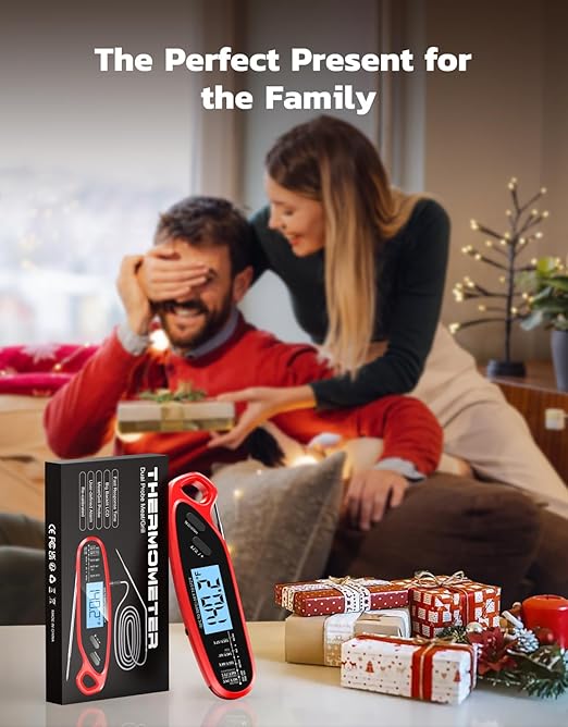 Instant Read Meat Thermometer Digital with Dual Probe, Food Thermometer for Cooking & Grilling, Large Backlit & Calibration, for Kitchen/Oven/Grill/Smoker/BBQ/Candy/Oil/Fry, Gifts for Men & Dad