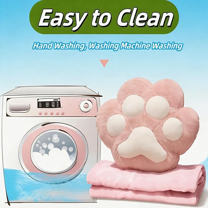 RYOLOY Cat Paw Warm Hand Pillow,with 67 * 39Inch Travel Blanket,3 in 1 Travel Pillow and Blanket Set,for Car Office Camping Essentials(Pink).