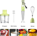Immersion Hand Blender, UTALENT 5-in-1 8-Speed Stick Blender with 500ml Food Grinder, BPA-Free, 600ml Container,Milk Frother,Egg Whisk,Puree Infant Food, Smoothies, Sauces and Soups - Green