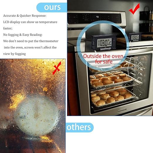 Digital Oven Thermometer Heat Resistant up to 572°F/300°C, LCD