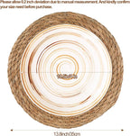 Round Woven Placemats 13.8 Inch Set of 10 - Boho Rattan Placemat Natural Water Hyacinth Placemats, Farmhouse Weave Place Mats, Rustic Braided Wicker Table Mats for Dining Table,Home,Wedding