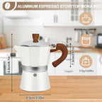 Aluminum 3 Cup 150ml Moka Pot Express Coffee Maker Stovetop Espresso Colorful Coffeemaker Italian Classic Style Brewing Greca Cafe Mocha Machine for Cafeteras Lover Camping Travel and Home Use 5oz
