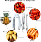 4-Piece Strawberry Huller & Tomato Corer Set - Stem Remover Tool for Strawberry, Potato, Pineapple