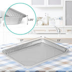 PLASTICPRO Aluminum Pans 20 Pack Disposable Cookie Sheets 13 x 17 Baking Pans Premium Quality Heavy Duty Sheet Pans