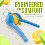 Zulay Kitchen Metal 2-in-1 Lemon Squeezer - Sturdy Max Extraction Hand Juicer Lemon Squeezer Gets Every Last Drop - Easy to Clean Manual Citrus Juicer - Easy-Use Lemon Juicer Squeezer - Blue/Yellow