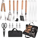 18Pcs BBQ Grill Tools Set, Heavy Duty Stainless Steel Grill Utensils Set with Carry Bag, Complete Barbecue Tool Kit for Outdoor Camping Backyard, Perfect Grilling Gift for Men Dad