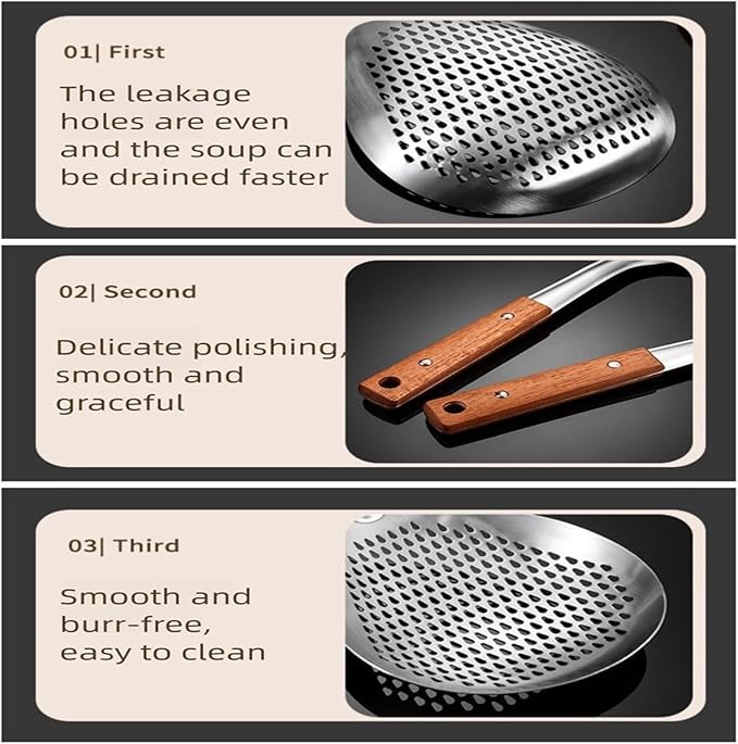 Spider Strainer Stainless Steel with Wood Handle for Deep Frying Pasta Cooking Kitchen Utensil