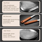 Stainless Steel Colander Strainer Pasta Food Noodle Grease Drain Fine Mesh Metal Kitchen Universal Clip on Spider Handle