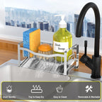 Maifan Stainless Steel Kitchen Sink Caddy Organizer with Auto Drain Tray, Sponge Holder for Countertop Storage Silver