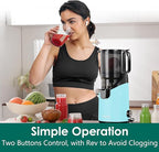 Cold Press Juicer Machines, Slow Masticating Juicer with 5.3" Extra Large Feed Chute Fit Whole Fruits & Vegetables, Self Feeding Effortless for Batch Juicing, BPA Free 250W (BrightBlue,1.8L)