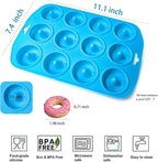 12 hole Silicone Donut Pan, Bite Size Silicone Donut Molds for baking, Mini Donut Mold Heat Resistant, Mini Donut Pan for baking Donuts, Muffin, Cake Biscuit Bagels, Non-stick Bottom, Dishwasher Safe