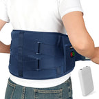 Comfytemp Cordless Heating Pad with Massager for Back Pain Relief, Portable Lower Back Massager Wearable, Birthday Gifts for Dad Mom Men Women, 3 Heat, 30mins Auto-Off Blue