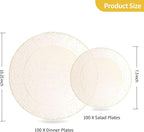 Goodluck Gold Glitter Plastic Plates - 200PCS Set: 100 Dinner (10.25 Inch), 100 Dessert (7.5 Inch) Plates - Disposable, Suitable for Parties, Weddings, Christmas