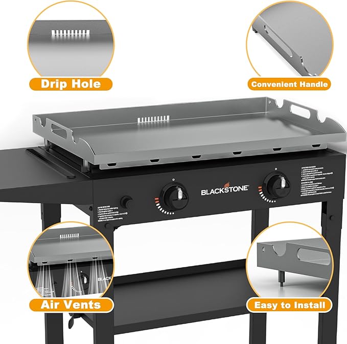 Upgrade Flat Top Griddle Insert for Blackstone 28 Inch Tabletop Griddle Powder Coated Steel Grill Cooking Plate Replacement Parts w/Rear Grease System for 1517 1883 1924 1853 1963 1885 1856 1605 1803